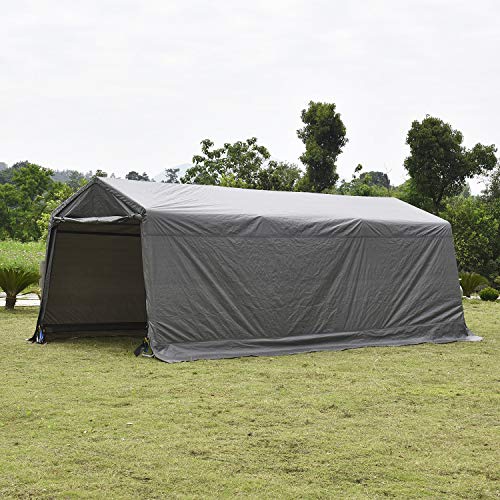 walnest Auto Storage Shelter Car Garage Steel Heavy Duty Carport Canopy Metal Frame Tent Waterproof (10×20×8ft, Gray)