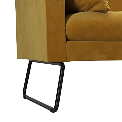 Mr. Kate Neely Futon with Bolster Pillows, Mustard Velvet