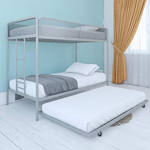 DHP Triple Metal Bunk Bed Frame, Gray, Twin