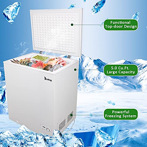 Zhjymz1018 ZOKOP BD-150 AC115V/60Hz 143L/ 5.0 CU.FT Individual Door Horizontal Freezer White Zhjymz1018