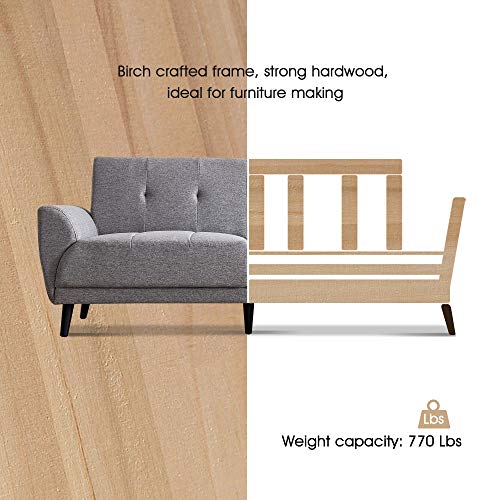 Ivinta Living Room Couch Sofa Linen Fabric Tufted Mid-Century Modern Bench Loveseat Sofa, 71 inch Small Sofa (Grey)