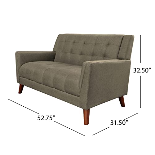 Evelyn Mid Century Modern Fabric Loveseat, Mocha