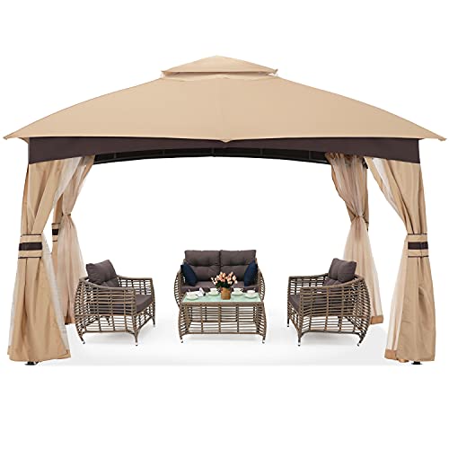 ABCCANOPY High Grade Gazebos for Patio 10x12 with Mosquito Netting (Beige)