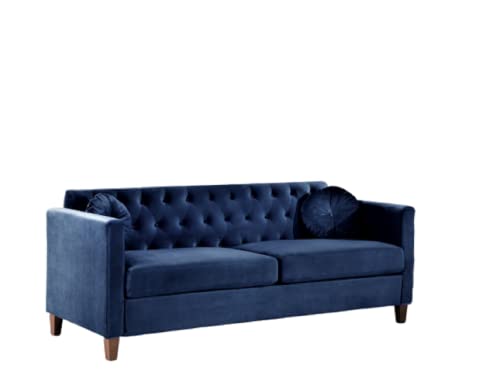 US Pride Furniture Velvet Tight Back Sofas, Dark Blue
