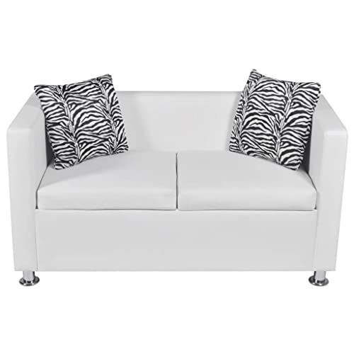 vidaXL Sofa 2-Seater Artificial Leather White