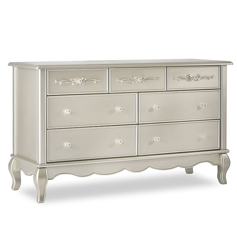 Evolur Aurora 7 Drawer Kids Double Dresser in Metallic Gold Dust