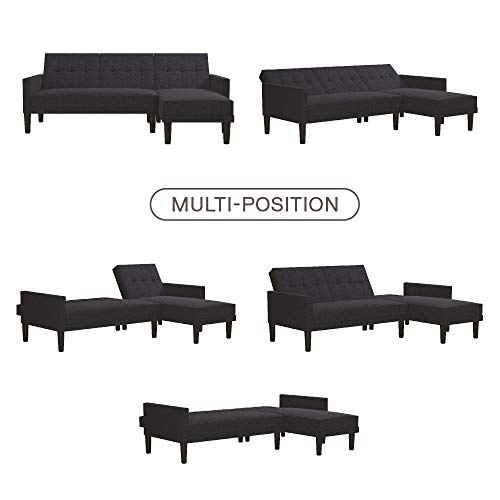 DHP Haven Small Space Sectional Futon Sofa, Blue Linen