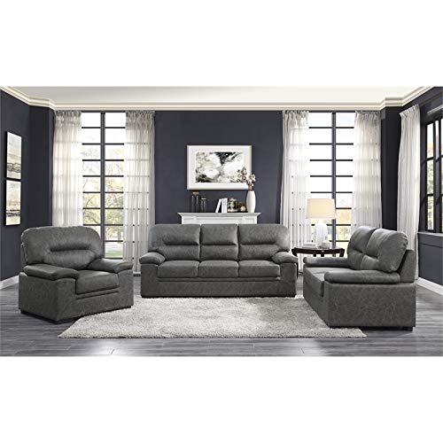 Lexicon Michigan Microfiber Sofa in Dark Gray