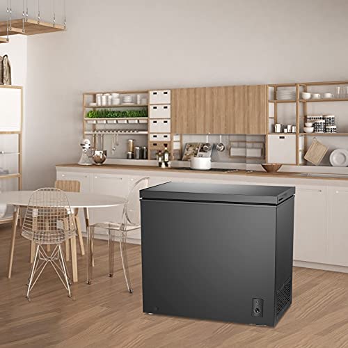 LHRIVER Chest Freezer, Quiet Compact Freezer with 7 Temperature Settings, Free-Standing Top Door Freezer for Home/Office (Black, 7.0 Cu.ft)