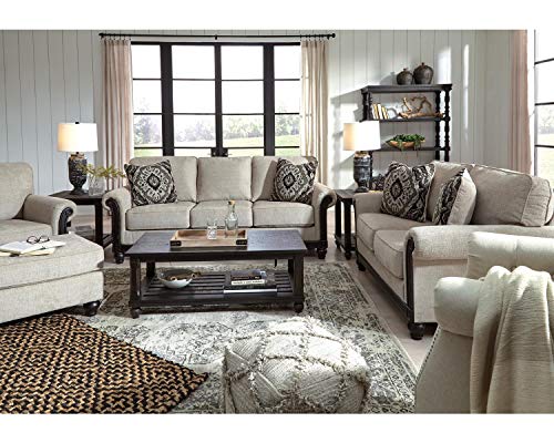 Signature Design by Ashley Benbrook Traditional Sofa with Faux Wood Finish, Beige