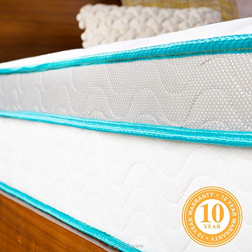 Linenspa 10 Inch Memory Foam and Innerspring Hybrid Medium Feel-Queen Mattress, White