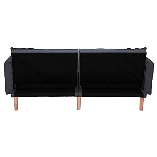 Modern Futon Sofa Couch Convertible Sleeper Sofa Bed,Sectional Sofa,Fabric Recliner Back and Armrest Sofa Couch with 2 Pillows for Living Room, Bedroom, Office,Dark Gray