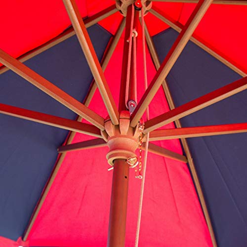 Heininger 9 Foot Wood Cinzano Vinyl Umbrella - Market Style