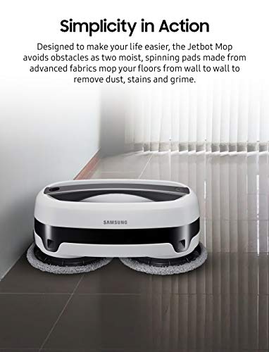 SAMSUNG Electronics VR20T6001MW/AA Jetbot Robotic Cleans with Dual Spinning Microfiber Pads | Smart Sensor Wet Mopping Perfect for Tile, Vinyl, Laminate, and Hardwood, White