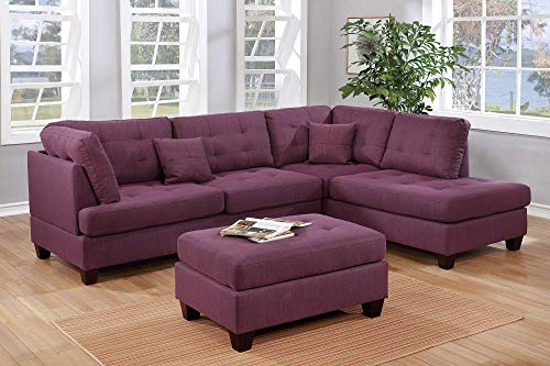 Bobkona Sectional Sofa Set Purple