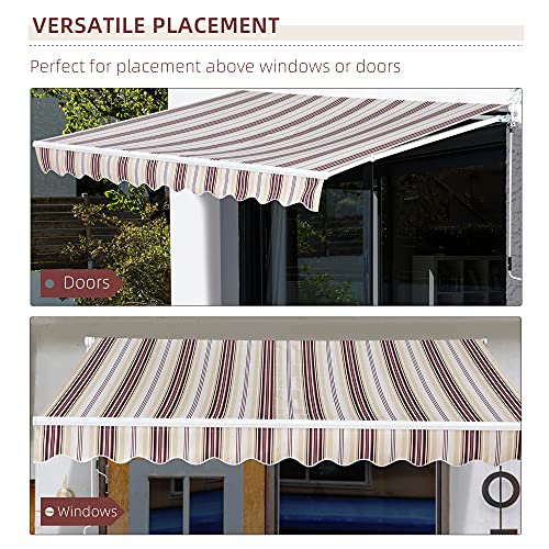 Outsunny 13' x 8' Manual Retractable Sun Shade Patio Awning with Durable Design & Adjustable Length Canopy, Red