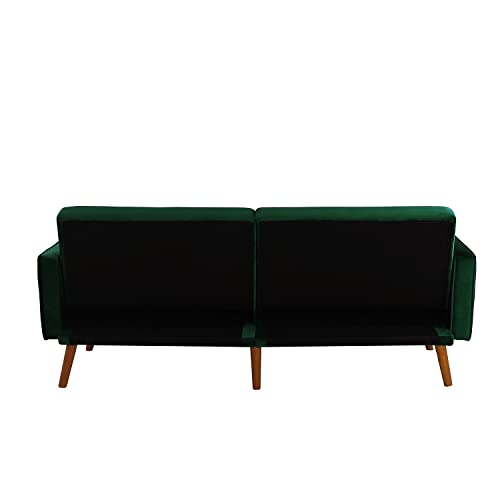 K.Nice Convertible Sofa Bed Modern Velvet Sleeper Bed (Green) 2124