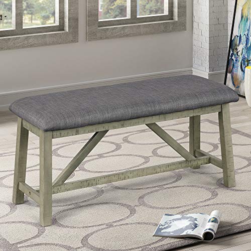 Harper & Bright Designs 6 Piece Rustic Style Dining Table Set Wood Kitchen Table Set with Table, Bench and 4 Chairs, Gray