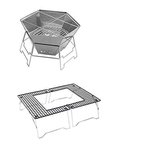 Outdoor Grills, Stainless Steel Barbecue Rack Outdoor Charcoal Grill for Home use for Short Foot Barbecue Folding Table Folding Hexagonal Grills (Color : STYLE7, Size : 574760)