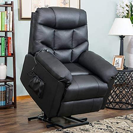 Betos Harper&Bright Designs Power Lift Recliner Living Room Sofa Chair (Black PU) Soft Fabric