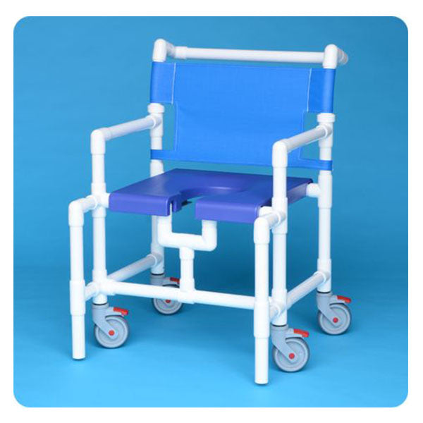 IPU Oversize PVC Bariatric Rolling Shower Chair with Commode Opening