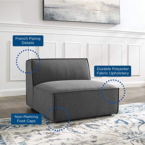 Modway Restore Upholstered Fabric Sectional Sofa Armless Chair in Charcoal