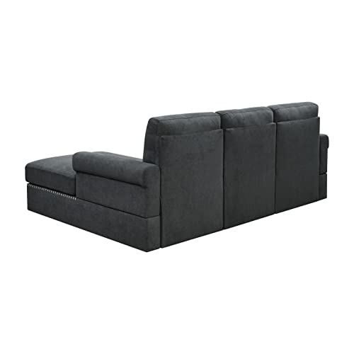 Oadeer Home Modern 83'' Wide L Shaped Modular Sofa with Chaise Sectional, Dark Gray