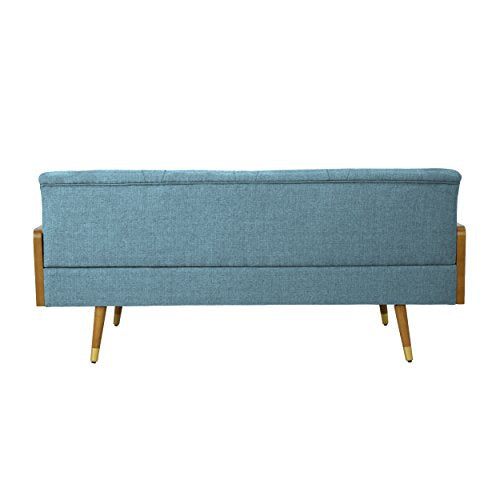 Christopher Knight Home 305141 Aidan Mid Century Modern Tufted Fabric Sofa, Blue