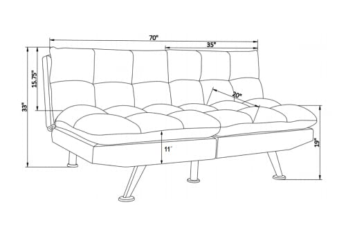 Futon Sofa Bed with 3 Adjustable Angles Backrest, Sleeper Loveseat Couch with 6 Solid Metal Legs (Beige)