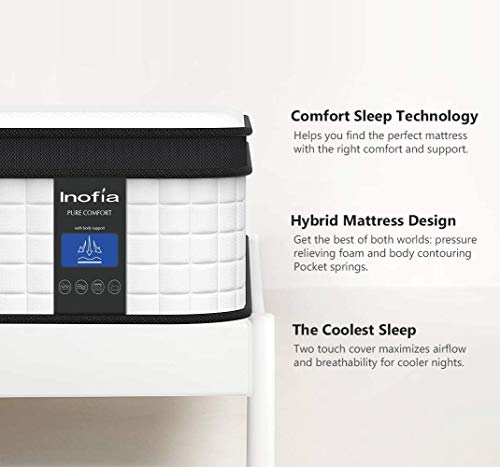 Inofia Twin Mattress, 12 Inch Hybrid Innerspring Single Mattress in a Box, Cool Bed with Breathable Soft Knitted Fabric Cover
