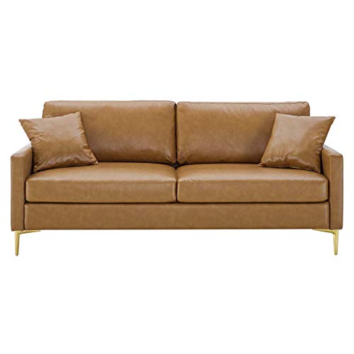 Modway Juliana Vegan Leather Upholstered Sofa, Tan