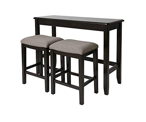 NewRidge Home Goods NewRidge Home Sofa Table with Two Stools Counter Set, Espresso
