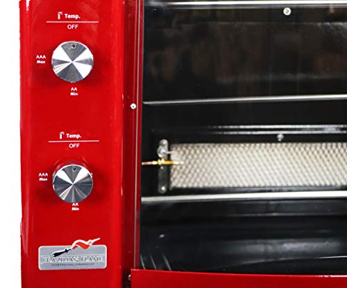 Brazilian Flame BG-05LXK-RED Red Brazilian Gas Rotisserie Grill with 5 Skewers and Upper Tray