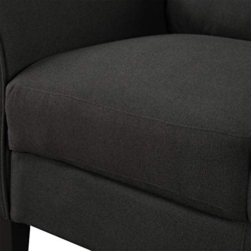 2-Piece Linen Fabric Upholstered Living Room Furniture Set, Including 3-Seater Sofa and Loveseat Sofa with Seat and Back Cushions, Black