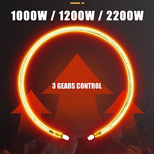 GLZM 2200W Telescopic Electric Patio Heater, Waterproof, 3 Power Settings, Carbon Fiber Tube Outdoor Heater, Dumping Protection