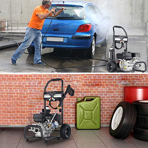 TEANDE 4200PSI Gas Pressure Washer 2.8GPM Power Washer Gas Powered with 25ft High-Pressure Hose, 5 Nozzles, Foam Spray Can (Black)