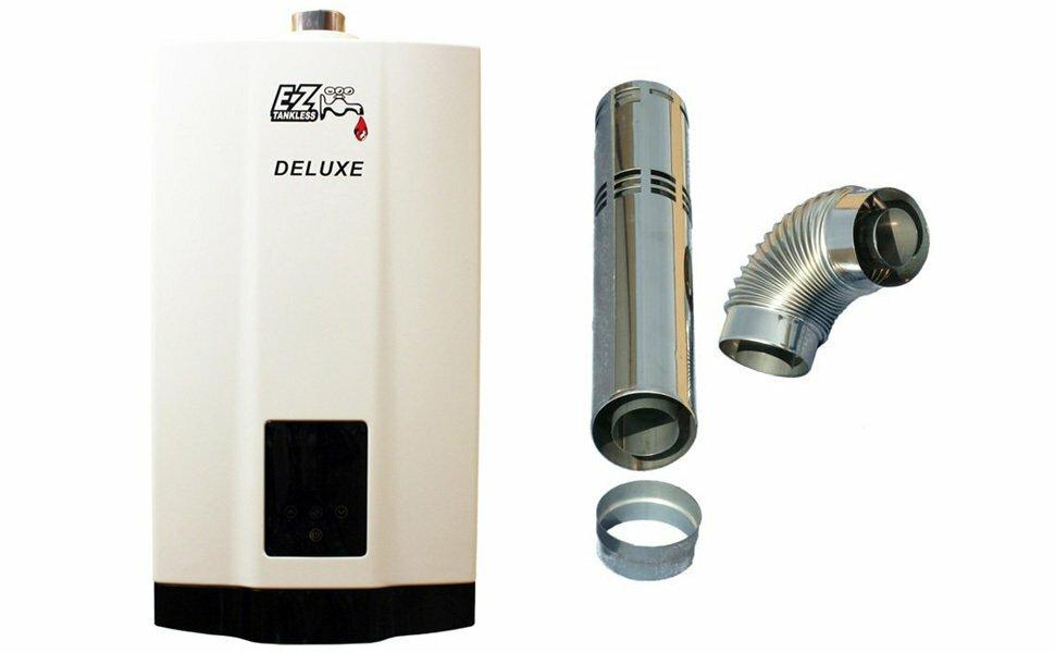 EZ Tankless EZDELUXELP 4.4 GPM 87500 BTU Liquid Propane Indoor Tankless Water Heater with Vent Kit Manufacturer RFB