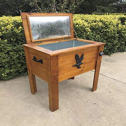 Backyard Creations 57 Quarts Durable Rustic Wooden Patio Cooler Functional Drainage System, 31.1 H inch x 18 W inch