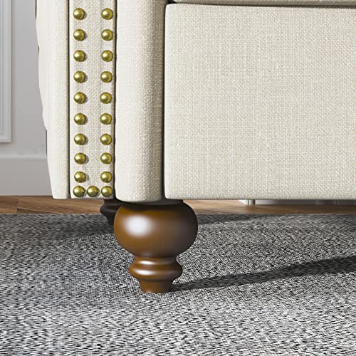 Nolany Traditional 2 Piece Living Room Sofa Set Upholstered Fabric 3 Seats Sofa Couch and Loveseat Set Rolled Arm Sofa Sets, Light Beige