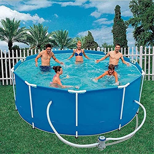 ZRB Portable Ground Swimming Pool, 366X76cm Full-Sized Pools, Round Metal Frame Pool,Above Ground Pool,Pond Family Swimming Pool for Outdoor Garden Family