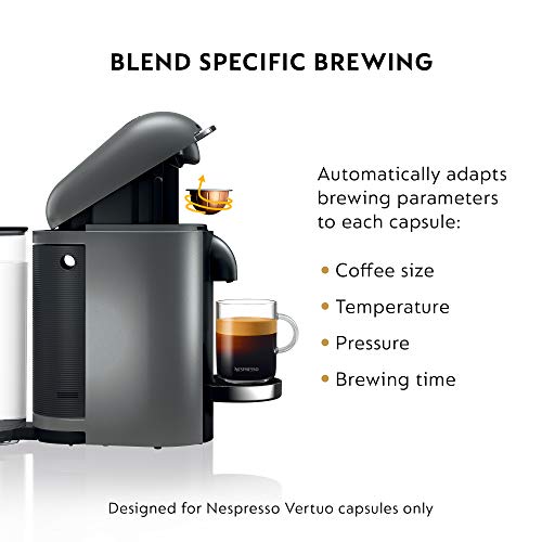 Nespresso BNV450TTN VertuoPlus DeluxeEspresso Machine with Aeroccino by Breville, Titan