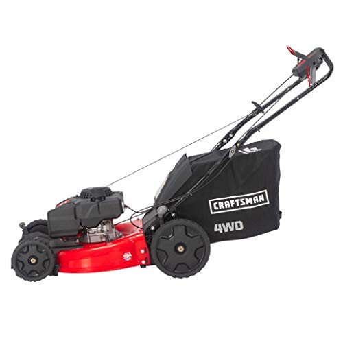 Craftsman CMXGMAM201212 12A-N2M7791 21-in. All-Wheel-Drive 3-in-1 Gas Push Lawn Mower-196cc OHV Engine-Bagger Included, Red