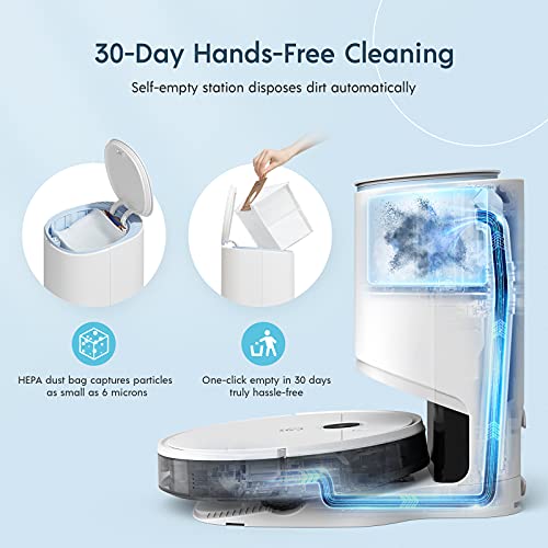 yeedi Vac Station Robot Vacuum and Mop, Self-Emptying 3 in 1, 30 Days Auto Empty, 3000Pa Suction, Carpet Detect, Smart Mapping, Editable Map, Clean Schedule, Virtual Boundary, 200mins Runtime