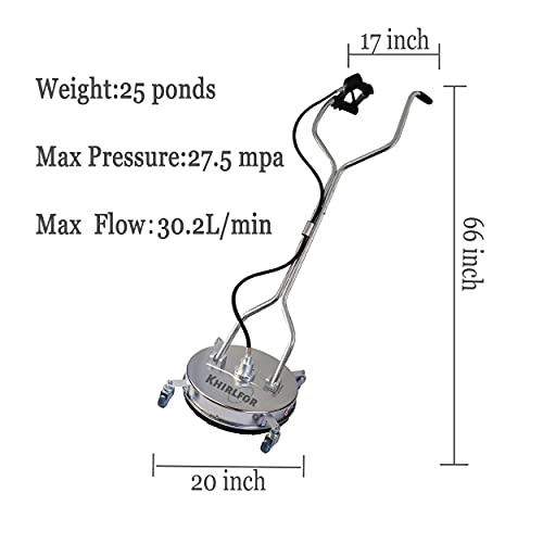 Khirlfor 20‘’ Pressure Washer Surface Cleaner Dual-Handle Power Washer Pressure Washer Accessories,20-Inch ,4500 PSI