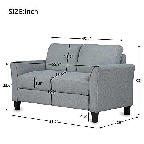 P PURLOVE Upholstered Linen Fabric Living Room Loveseat Sofa, Double Seat Sofa (Loveseat, Gray)