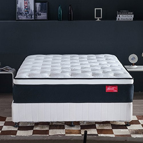 King Mattress,Jacia House 12 Inch Pillow-Top Pocket Spring Hybrid Mattress - Bed in a Bag - 100% Natural Latex Double Hybrid Firm Mattress King