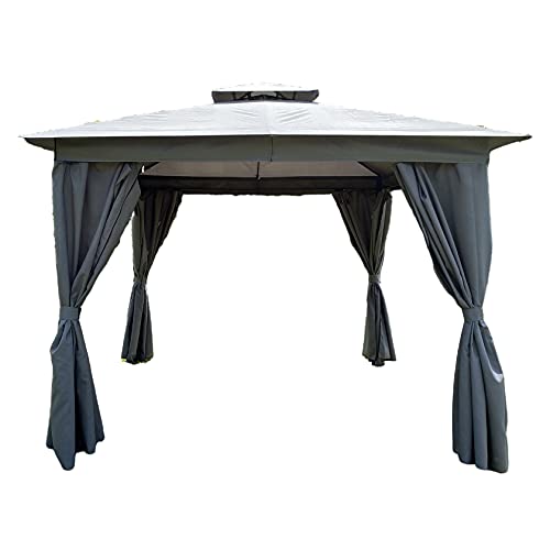 LXYLY 10x10 Ft Outdoor Patio Garden Gazebo Tent Patio Canopy Outdoor Shade Awning Gazebo Canopy Waterproof Roof Pavilion with Curtains