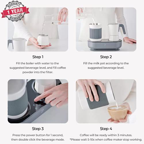 SEVEN&ME Espresso Machine with Milk Frother Coffee Maker Make Latte Cappuccino Macchiato in 3 Minutes Coffee Machine Electric Moka Pot Enjoy Barista-quality Espresso at Home