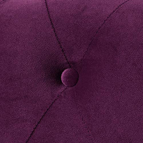 Casa Andrea Milano LLC Classic Velvet Scroll Arm Tufted Button Chesterfield Sofa (Grey), Large, Purple