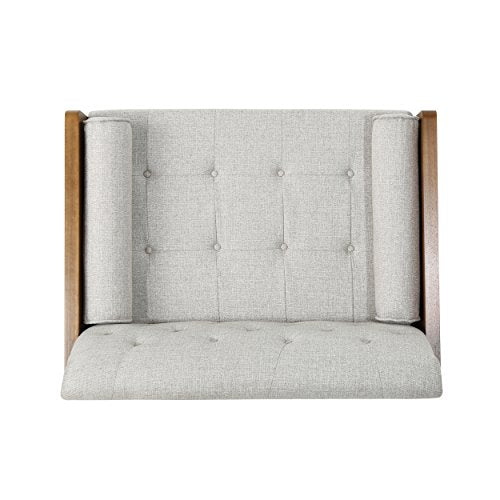 Christopher Knight Home Greta Mid Century Modern Fabric Club Chair, Beige, Dark Walnut